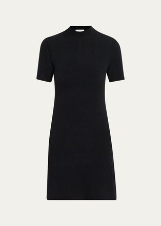 Burberry Cassidy Short-Sleeve Cashmere Button-Shoulder Mini Dress
