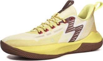 Generic Mens Basketball Shoes Lightweight Rebound Cushioning Wear-Resistant Anti Slip Sports Leisure Boots Walking Shoes(Yellow,8.5 UK)