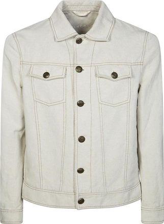 Circolo 1901 Giubbotto Bull - Heren - Spijkerjassen - Beige - L - Denim - Jassen
