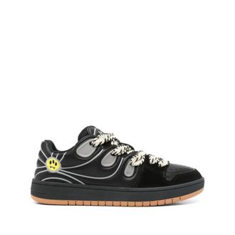 Barrow Sneakers, male, Black, 2 UK, Black Trainers Leather Rubber Fabric