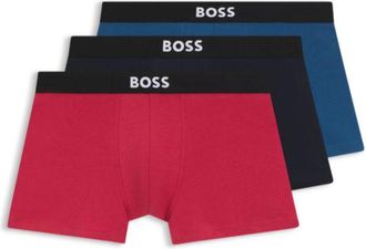 BOSS Three-pack of stretch-cotton trunks with logo waistbands