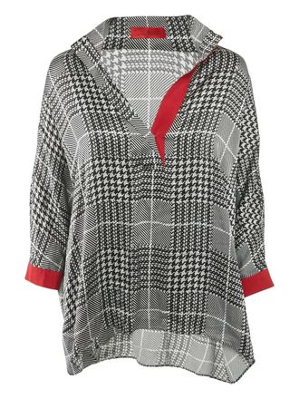 Carolina Herrera Blouse met pied-de-poule print - Zwart