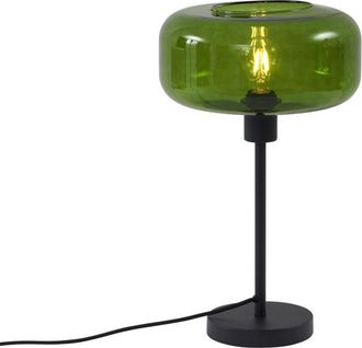 QAZQA Retro/Vintage Lámpara de mesa retro negra con cristal verde - Bizle Vidrio /Metálica Redonda Adecuado para led Max. 1 x 15 Watt - Qazqa