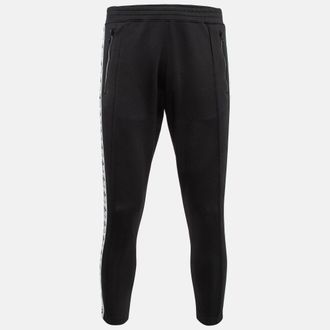 Moschino Black Logo Side Strip Stretch Knit Track Pants S
