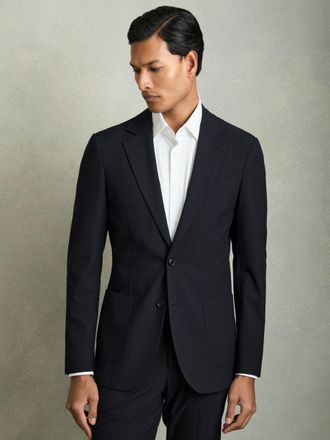 Reiss Navy Blazer Single-breasted Stretch Suit Slim-fit, 46R