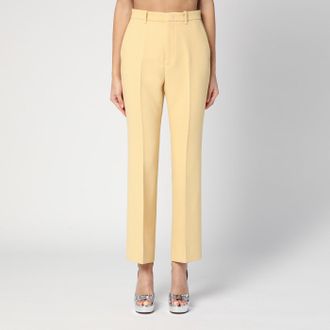 Gucci Pantalone color crema in cr&ecirc;pe di lana