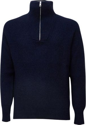 Amaranto Maglione a collo alto con mezza zip - - Knitwear - Uomo - Blu - S