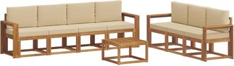 vidaXL Conjunto De Sof&aacute;s De Exterior 8 Uds. Natural Y Beige Vidaxl
