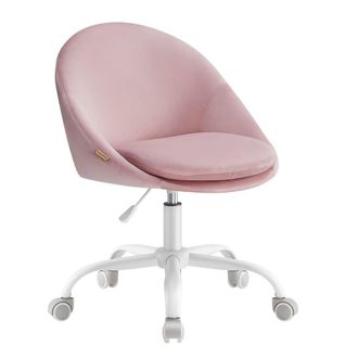Songmics Silla giratoria de oficina con altura ajustable de color rosa jalea