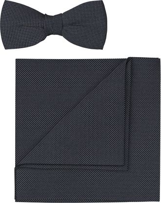 Olymp Fliege OLYMP, Herren, grau (mittelgrau), Web, Seide, Fliegen Fliege, Set mit Einstecktuch