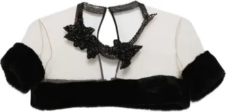 Gemy Maalouf Cropped jack verfraaid met kralen - Zwart