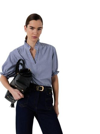 Gerard Darel Clee Striped Puff Sleeve Blouse in Ocean Blue at Nordstrom, Size Small