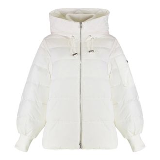 Pinko Winter Jackets, female, White, Size: XS Crusca Hooded Short Down Jacket