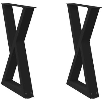 vidaXL Vidaxl - Patas Para Mesa De Comedor (2 Unidades), Color Negro, 60 X 72-73,3 Cm, Acero