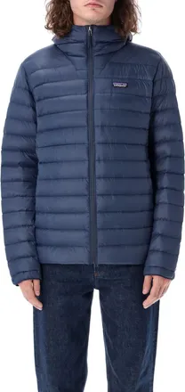 Patagonia Blue Logo Hood Puffer Jacket