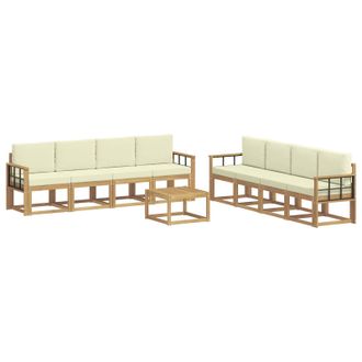 vidaXL Conjunto De Sof&aacute;s De Exterior Con Coj&iacute;n 9 Pcs Blanco Y Crema Vidaxl