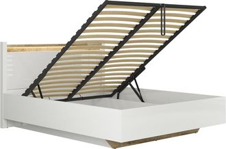 Petits Meubles Cama canapé 140x200 con somier y LED estratificado Blanco