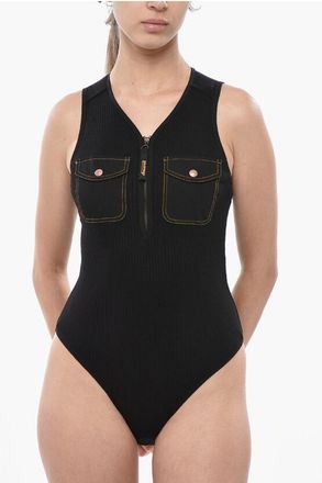 Diesel Ribbed Bodysuit T-BORDET with Double Pocket size Xs