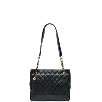 Chanel Black Grained Calfskin Shoulder Bag Tote Bag (Pre-Owned)