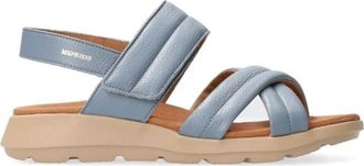 Mephisto Flat Sandalen - Dames - Sandalen - Blauw - 41 EU - Leer - Schoenen