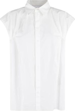 Erika Cavallini Semi Couture Wit katoenen poplin overhemd met puntkraag - Dames - Overhemden - Wit - M - Katoen - Overhemden