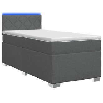vidaXL Cama Con Base Tapizada, Colch&oacute;n Y Luz Led Gris Oscuro Tela Vidaxl