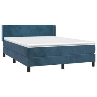 vidaXL Cama Box Spring Con Colch&oacute;n Terciopelo Azul Oscuro 140x200 Cm Vidaxl