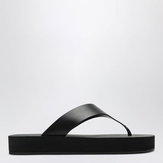 The Row Black Dune leather flip-flops