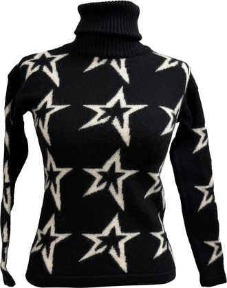 Perfect Moment Star Dust Rolled Neck Sweater in Black Merino Wool