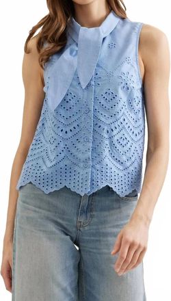Entro Bethany Eyelet Top In Blue