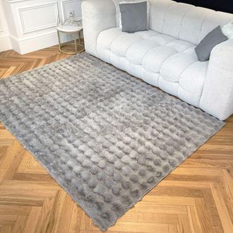 Nazar Rugs Alfombra suave antracita aspecto burbujas - 80x150
