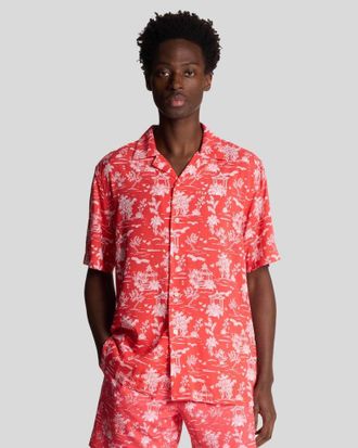 Lyle & Scott Botanische Tuinprint Resorthemd - Rood