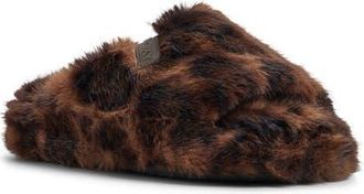 Roxy Sloane Faux Fur Slide Slipper in Brown Primary - Multi at Nordstrom, Size X-Large
