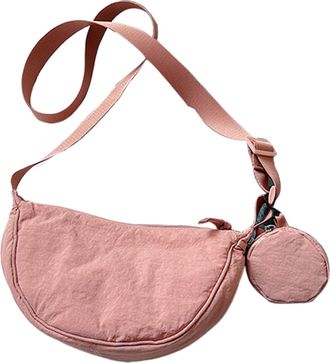 Generic Small Nylon Crescent Bag - Stylish Sling Shoulder Pack for Women and Men | Adjustable Strap with Compact Storage, Lightweight Design for Work, Travel 