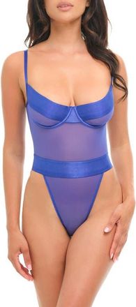 Oh l&agrave; l&agrave; Ch&eacute;ri Gia Cutout Strappy Teddy in Cobalt Blue at Nordstrom, Size Small
