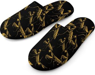 Generic Praying Mantis Insect Mens Cozy Memory Foam Slippers Warm Cotton House Shoes Comfy Slipper for Indoor Outdoor