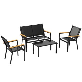 OUTSUNNY Muebles de jard&iacute;n 110x63.5x84 cm negro