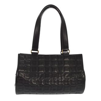 Chanel Chocolate Bar Barrel Bag Quilted Leather Black Leather Handbag (Pre-Owned)