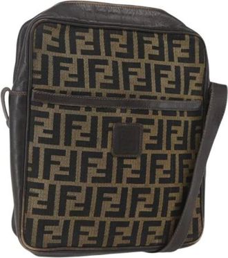 Fendi Pre-owned Cross Body Bags, female, Brown, Size: ONE SIZE Pre-owned Canvas Cross Body Bag