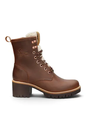 Panama Jack Panama Jack Womens Bark Leather Waterproof Warm Heeled Lace-Up Boots - Tibi B2