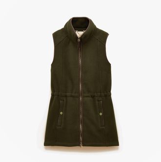 Joules Heritage Longline Womens Gilets Green - Size 10 UK