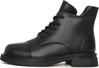 Cesare Gaspari Gestructureerde veterlaars - Dames - Veterlaarzen - Zwart - 37 EU - Wol - Schoenen