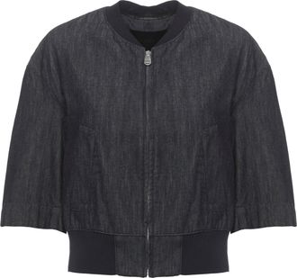Dondup Blue Choker Trims Denim Jacket