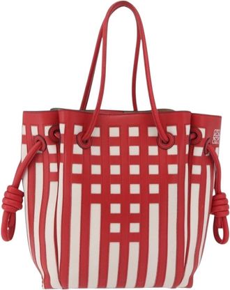 Loewe Flamenco Knot Patchwork Leather Red Leather Handbag (Pre-Owned)