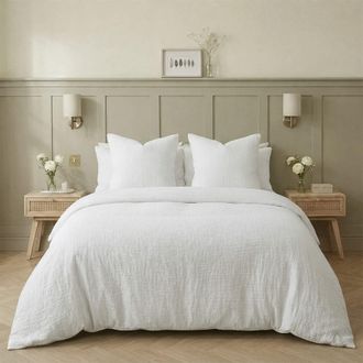 Febronie Juego de cama (65x65) gasa de algod&oacute;n blanco 200x200