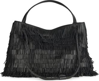 PLINIO VISONA Diletta Handtas - Dames - Handtassen - Zwart - ONE Size - Leer - Tassen