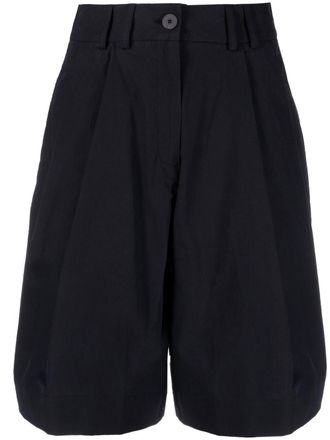 STUDIO NICHOLSON high-waisted cotton shorts - Blue