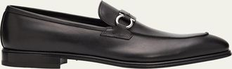 Ferragamo Mens Turner Side-Gancini Leather Loafers