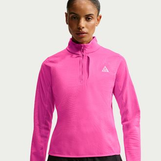 Nike Womens Nike ACG Wolf Grid Therma-FIT 1/2-Zip Hiking Top in Pink | IO4471-698