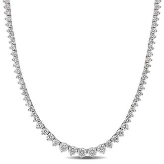 Amour 27 CT TGW Cubic Zirconia Tennis Necklace In Sterling Silver